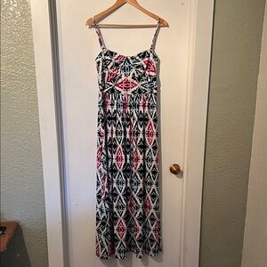 Ann Taylor Black and Red Geometric Maxi Dress
